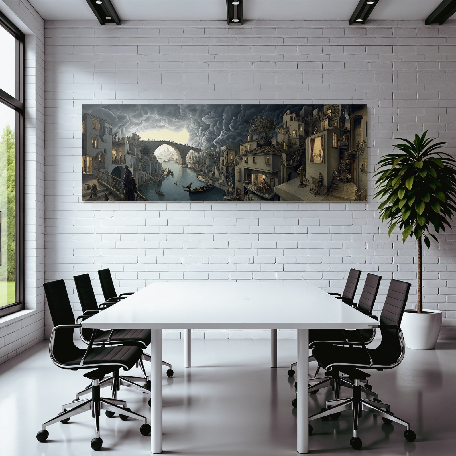 Fantastische Landschaft Mit Architektur Und Fluss