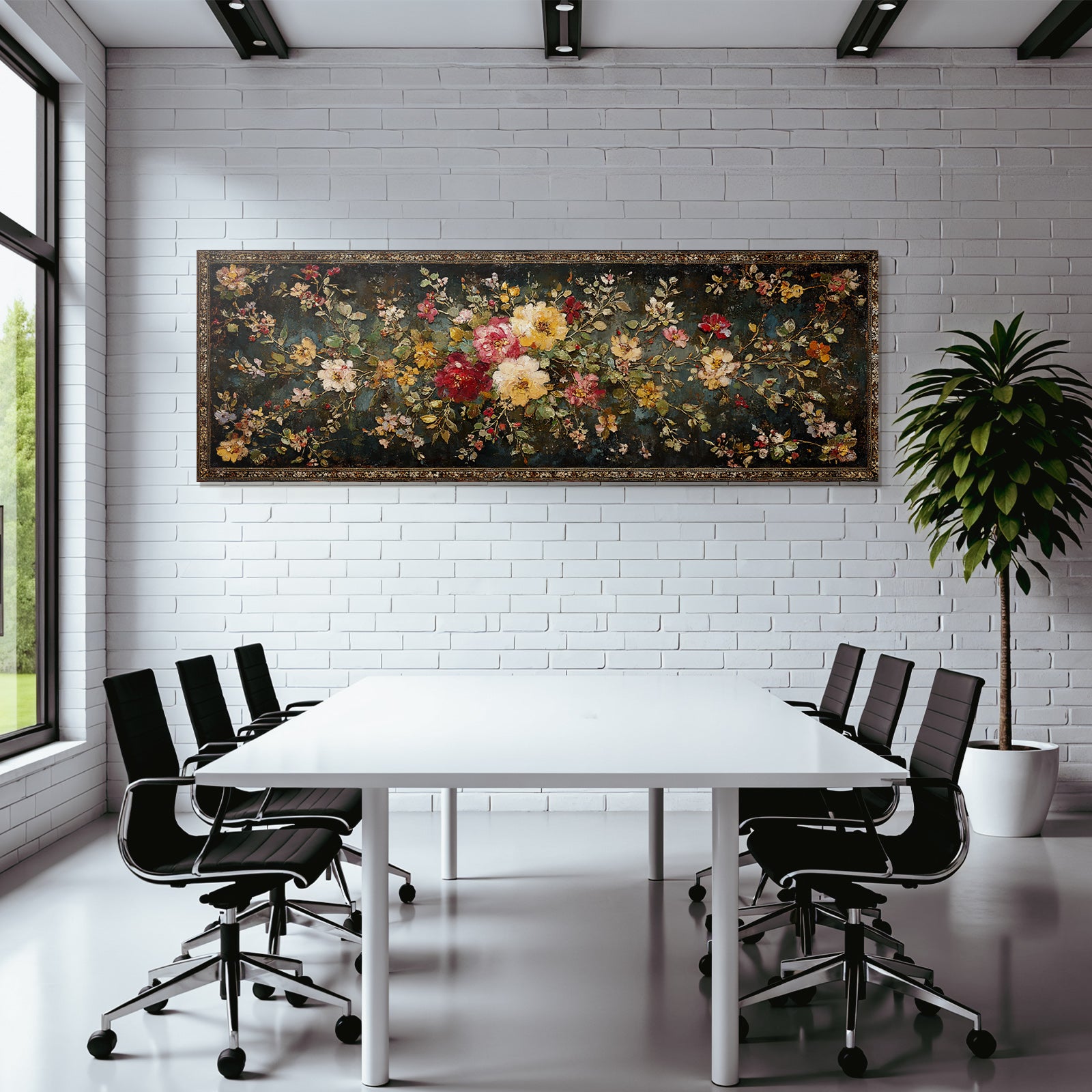 Florale Kunstwerke Mit Bunten Blumen Und Blaettern Auf Dunklem Hintergrund