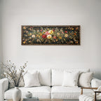 Florale Kunstwerke Mit Bunten Blumen Und Blaettern Auf Dunklem Hintergrund