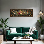 Florale Kunstwerke Mit Bunten Blumen Und Blaettern Auf Dunklem Hintergrund