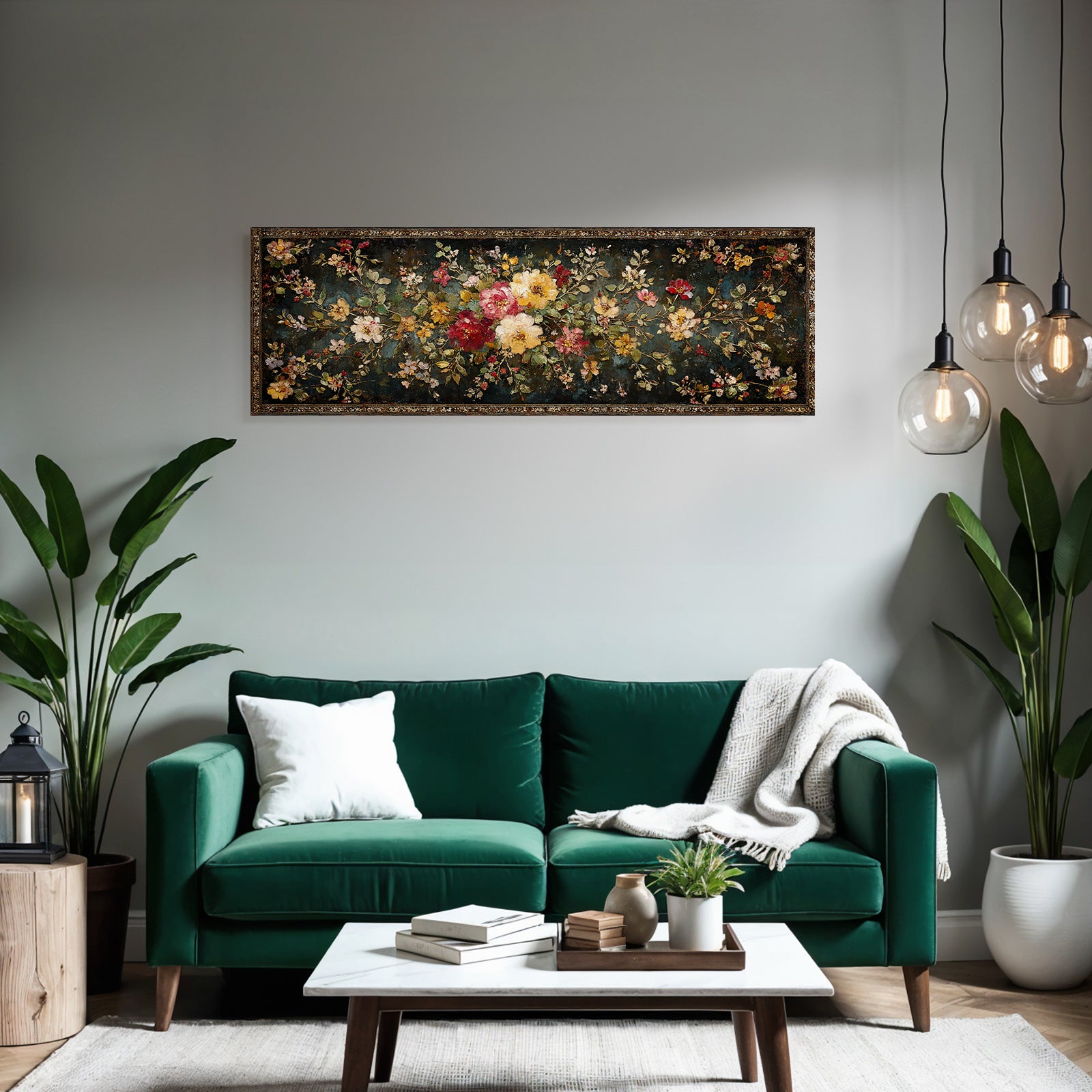 Florale Kunstwerke Mit Bunten Blumen Und Blaettern Auf Dunklem Hintergrund