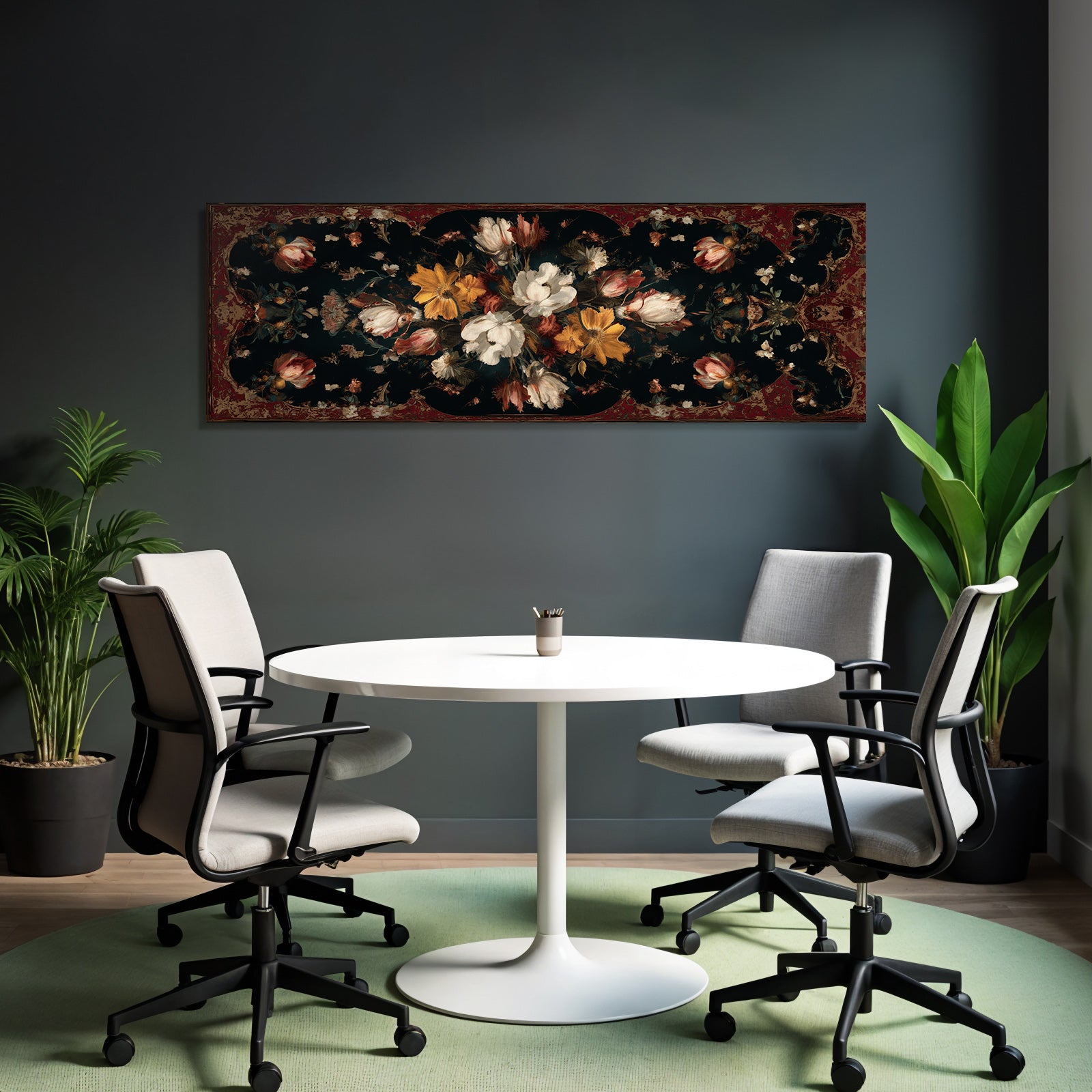 Florales Motiv Auf Dunklem Hintergrund Dekoratives Design