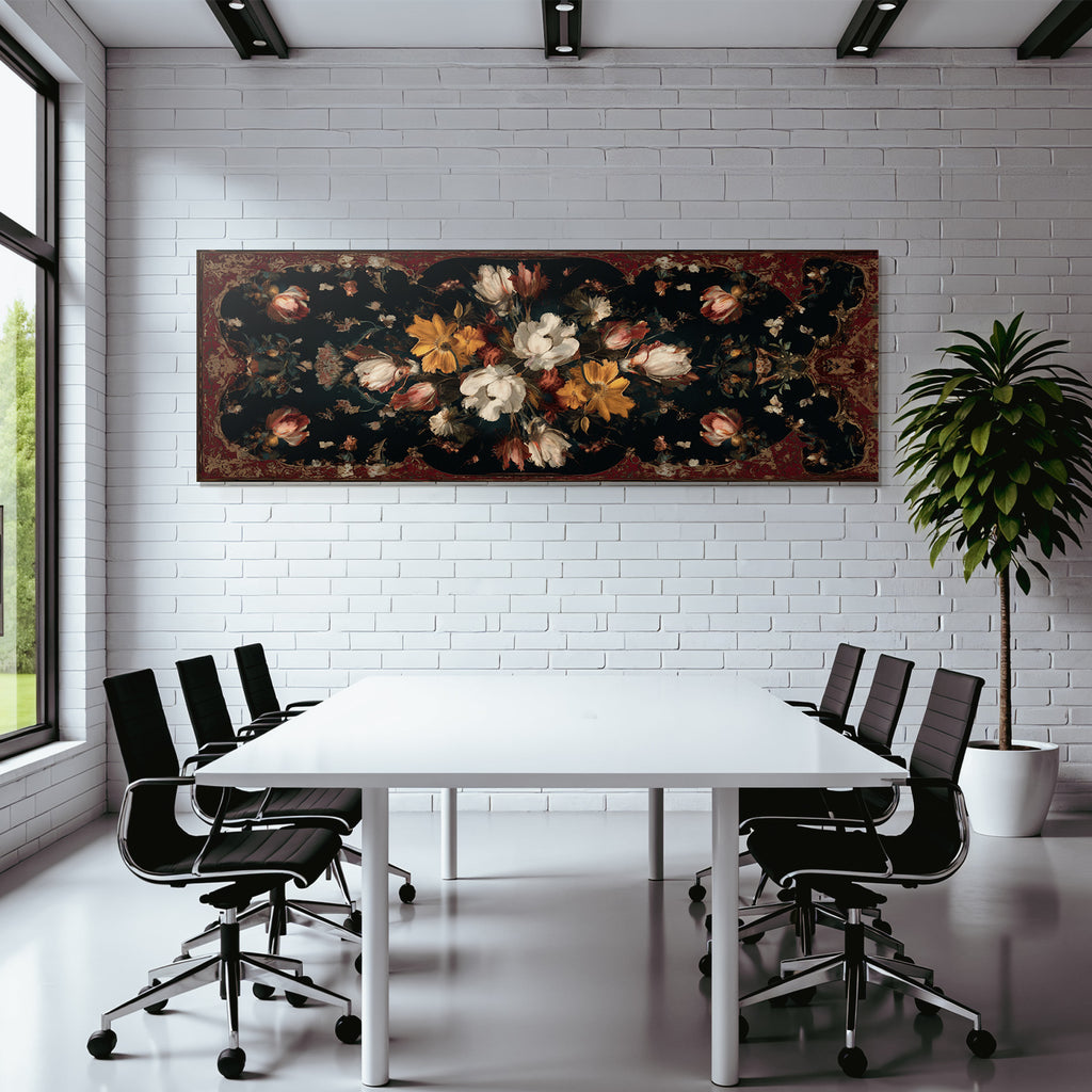 Florales Motiv Auf Dunklem Hintergrund Dekoratives Design