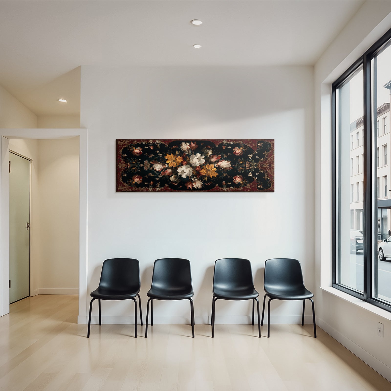 Florales Motiv Auf Dunklem Hintergrund Dekoratives Design
