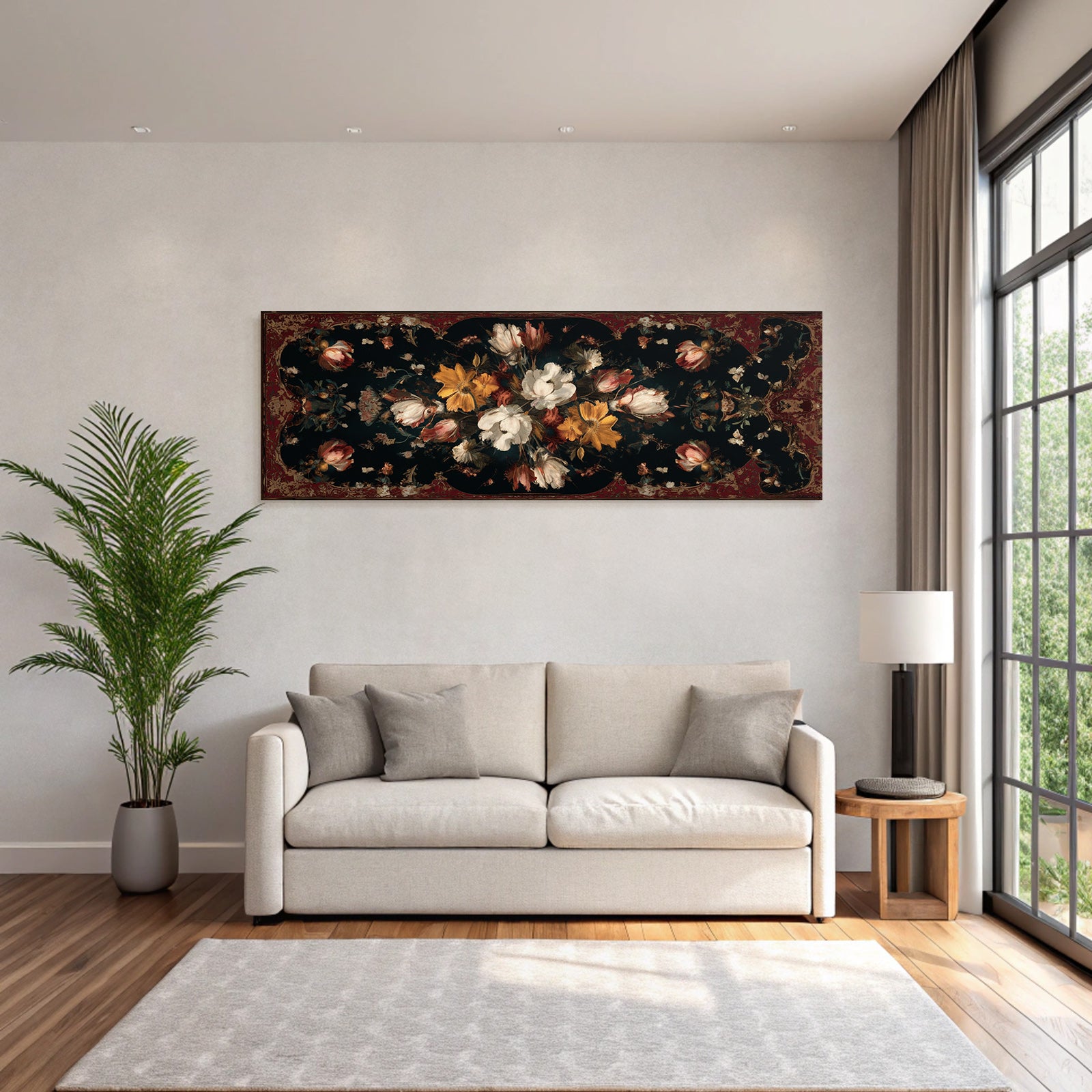 Florales Motiv Auf Dunklem Hintergrund Dekoratives Design