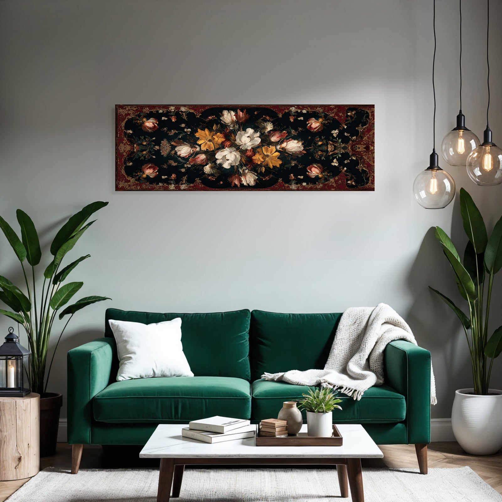 Florales Motiv Auf Dunklem Hintergrund Dekoratives Design