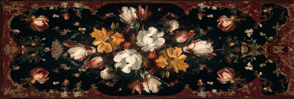 Florales Motiv Auf Dunklem Hintergrund Dekoratives Design | Klassisch | Einrichtungsstile