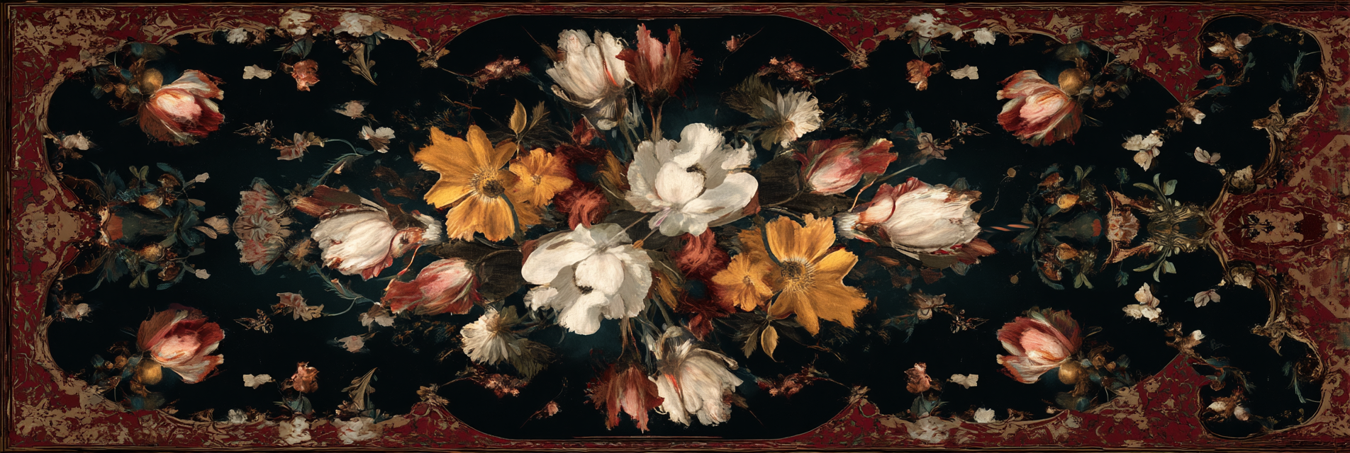 Florales Motiv Auf Dunklem Hintergrund Dekoratives Design | Klassisch | Einrichtungsstile