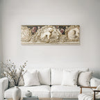 Fluffy Weisser Hund In Ornate Rahmen Mit Floralen Designs