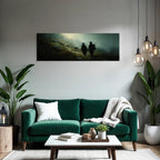 Gemalte Figuren Hand In Hand Montanlandschaft Mystisch Atmosphaerisch
