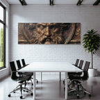 Gesicht Einer Skulptur Mit Langem Haar Und Bart Gold Bronze Finish