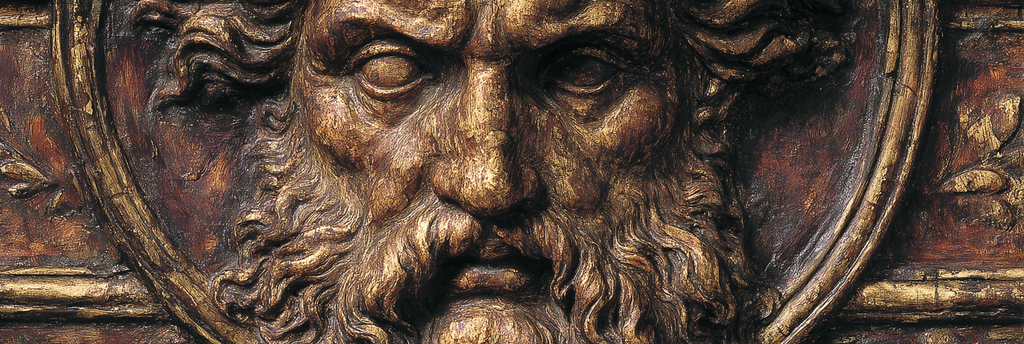 Gesicht Einer Skulptur Mit Langem Haar Und Bart Gold Bronze Finish | Klassisch | Einrichtungsstile