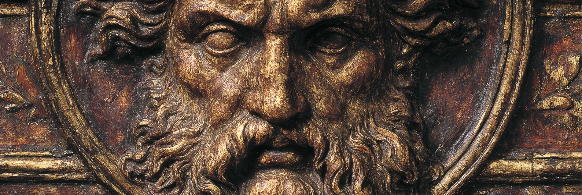Gesicht Einer Skulptur Mit Langem Haar Und Bart Gold Bronze Finish | Klassisch | Einrichtungsstile
