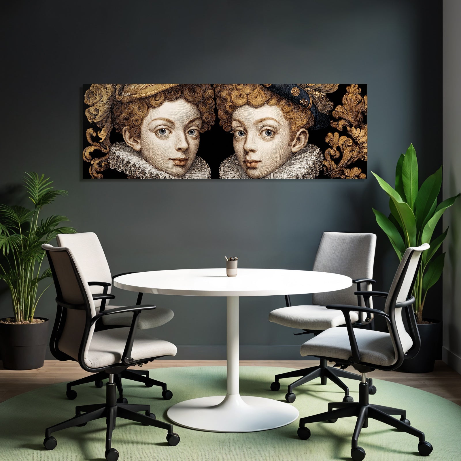 Historische Portraetdarstellung Mit Gekrellten Haaren Unscharfer Hintergrund