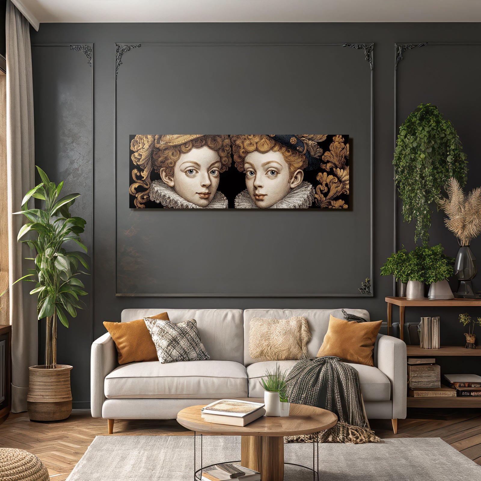 Historische Portraetdarstellung Mit Gekrellten Haaren Unscharfer Hintergrund