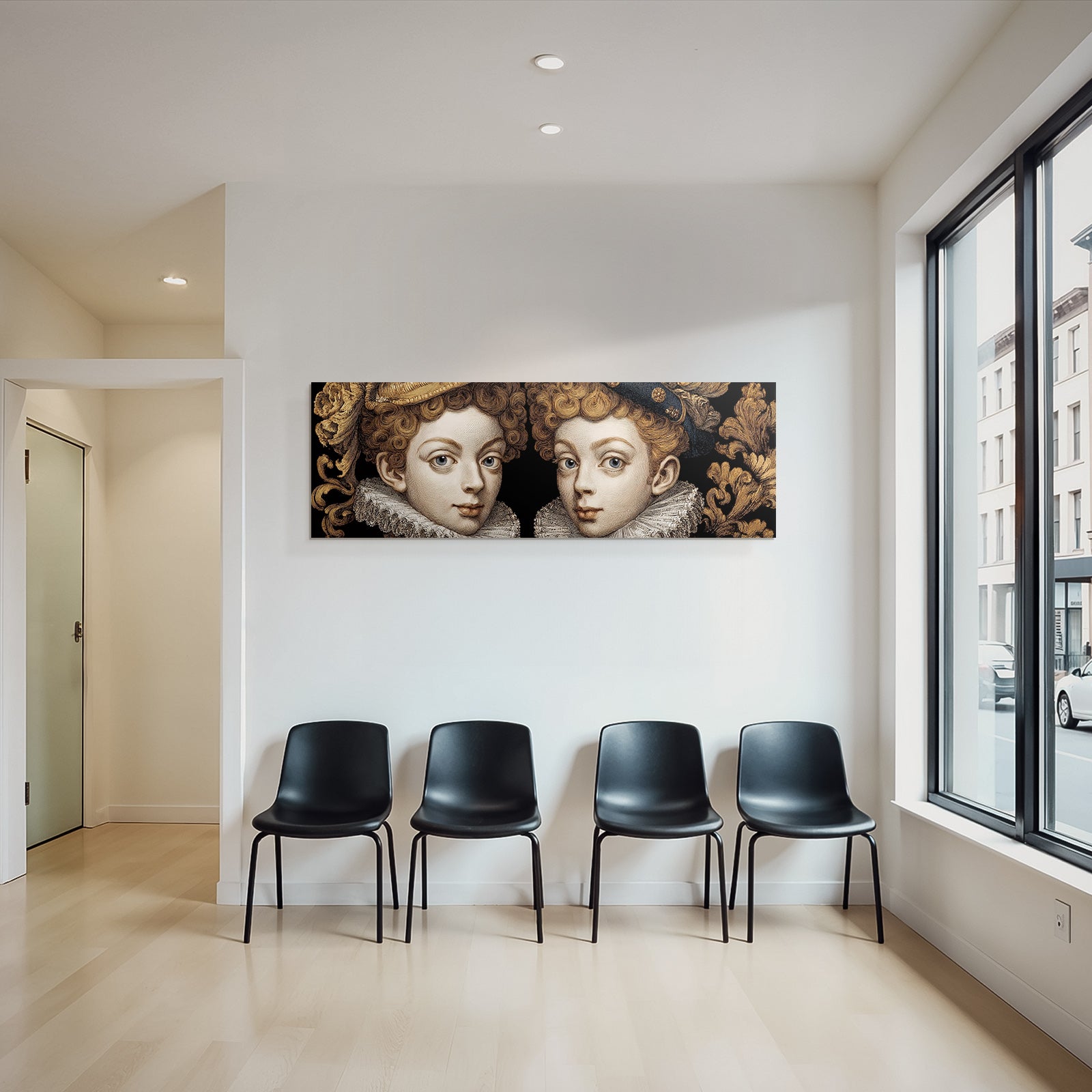 Historische Portraetdarstellung Mit Gekrellten Haaren Unscharfer Hintergrund
