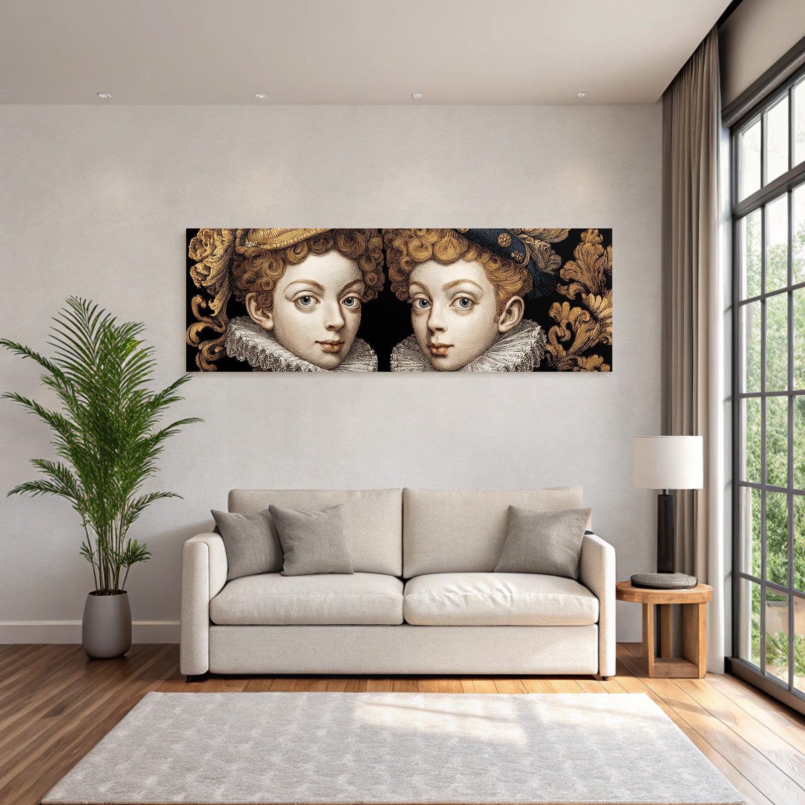 Historische Portraetdarstellung Mit Gekrellten Haaren Unscharfer Hintergrund