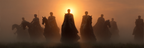 Historische Reiter Statue Im Nebel Bei Sonnenuntergang | Klassisch | Einrichtungsstile