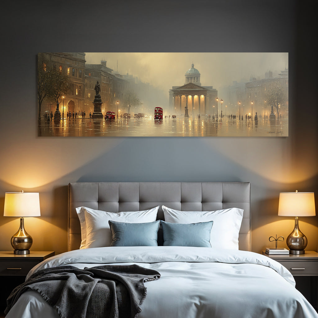 Historische Stadt Architektur Rotbus Seitensicht Misty Atmosphaere