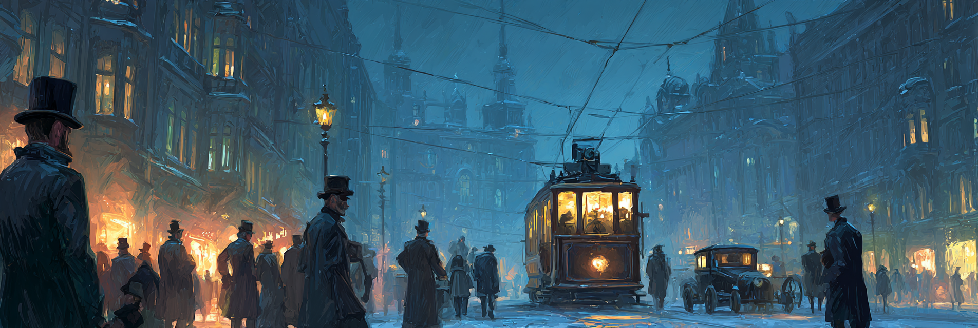 Historische Stadt Szenen Im Schnee Abend Atmosphaere | Klassisch | Einrichtungsstile