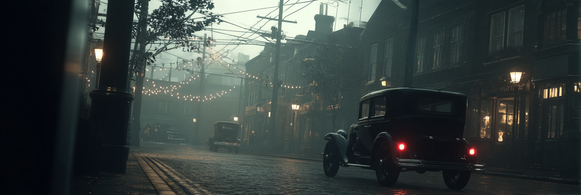 Historische Strassenszene Mit En Autos Und Kopfsteinpflaster | Klassisch | Einrichtungsstile