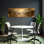 Malerische Landschaft Mit See Und Bergen Gebaeude Im Vintage Stil