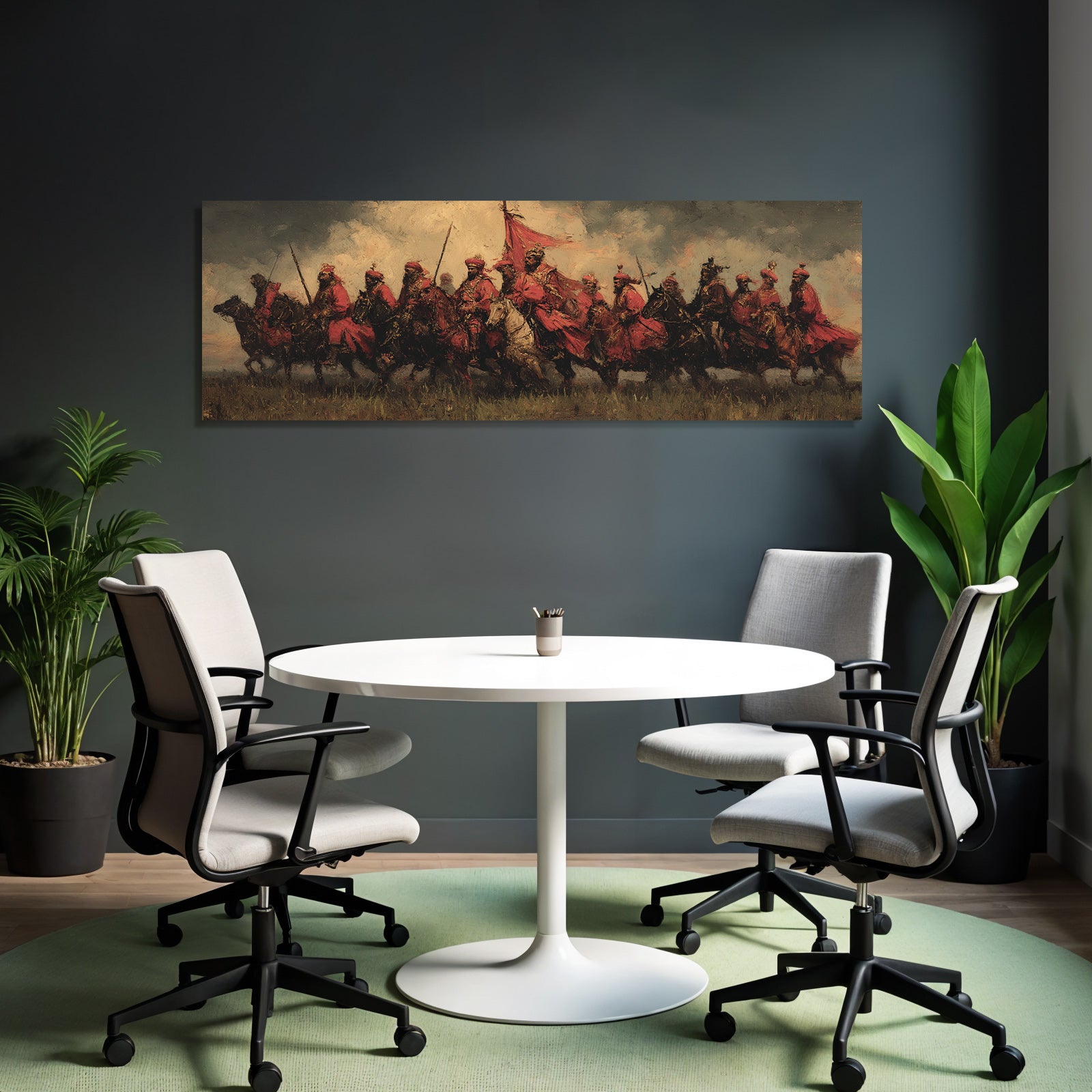 Mounted Krieger In Rot Im Landscape Mit Drama Himmel