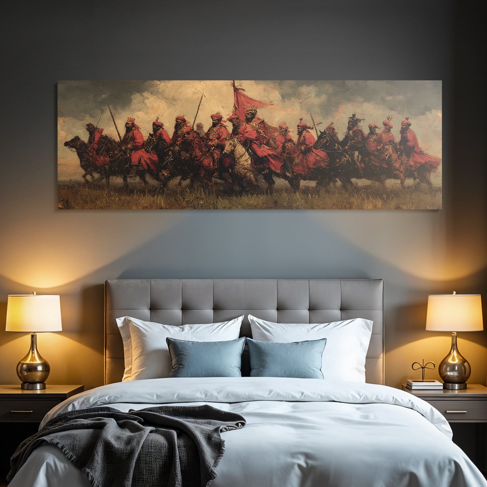 Mounted Krieger In Rot Im Landscape Mit Drama Himmel