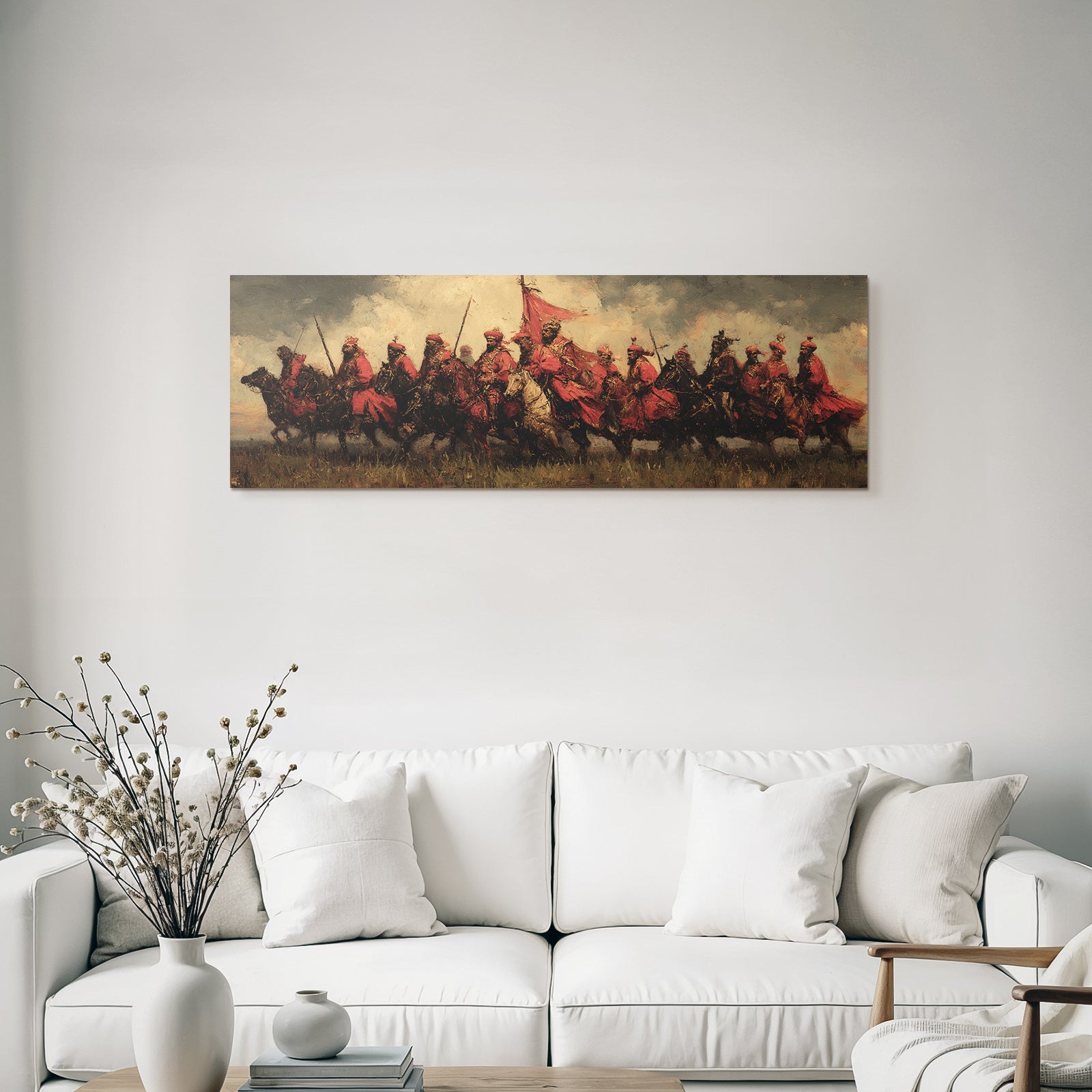 Mounted Krieger In Rot Im Landscape Mit Drama Himmel