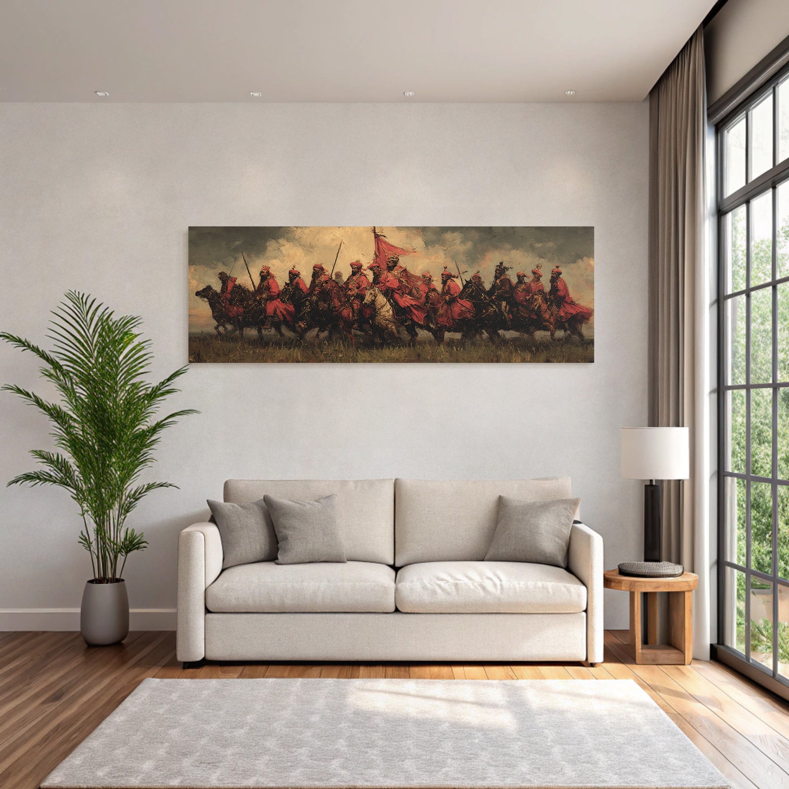 Mounted Krieger In Rot Im Landscape Mit Drama Himmel