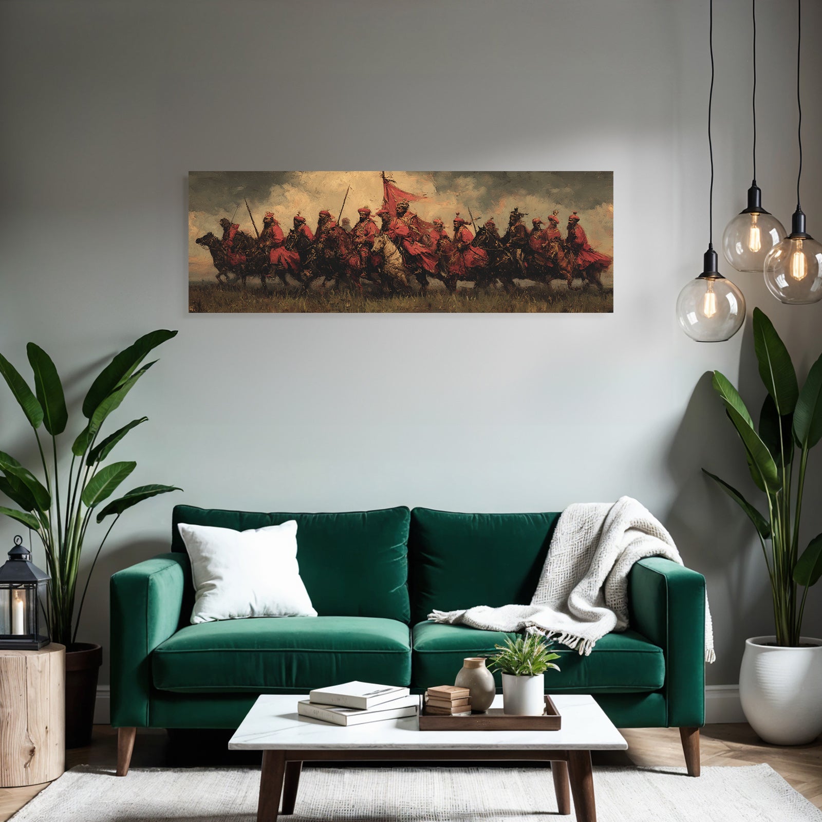 Mounted Krieger In Rot Im Landscape Mit Drama Himmel