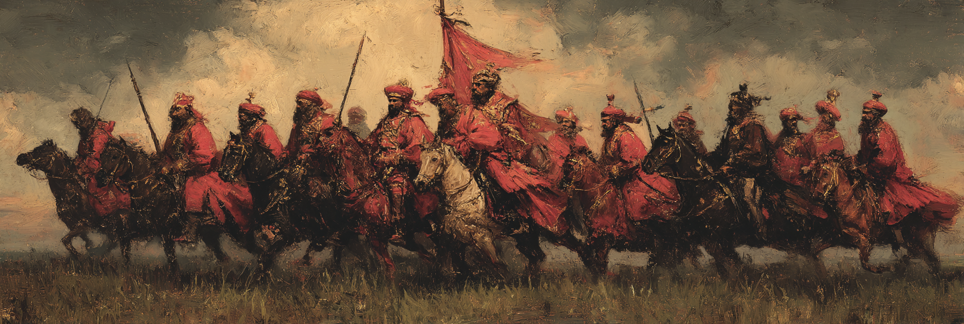 Mounted Krieger In Rot Im Landscape Mit Drama Himmel | Klassisch | Einrichtungsstile