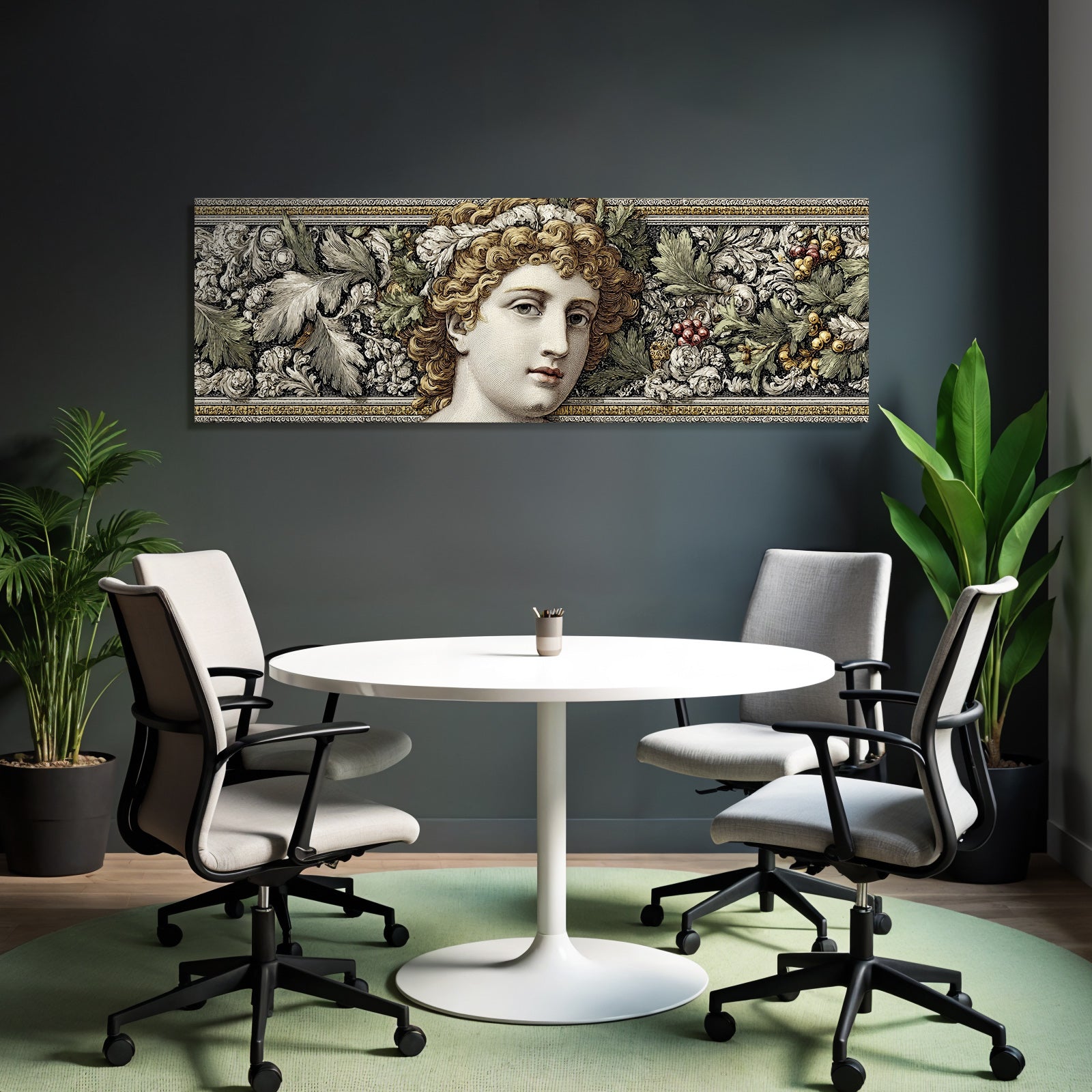 Ornate Decorative Design Mit Menschen Gestalt Umgeben Von Floralen Motiven