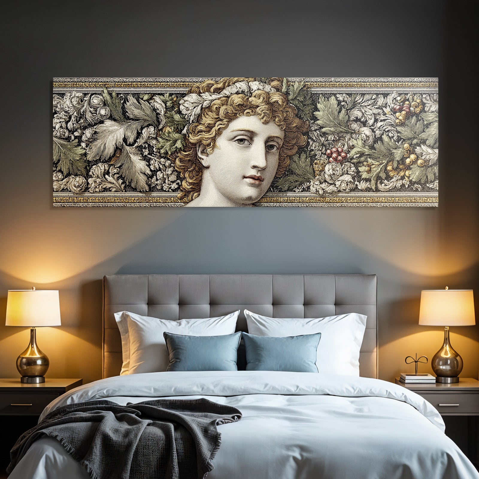Ornate Decorative Design Mit Menschen Gestalt Umgeben Von Floralen Motiven