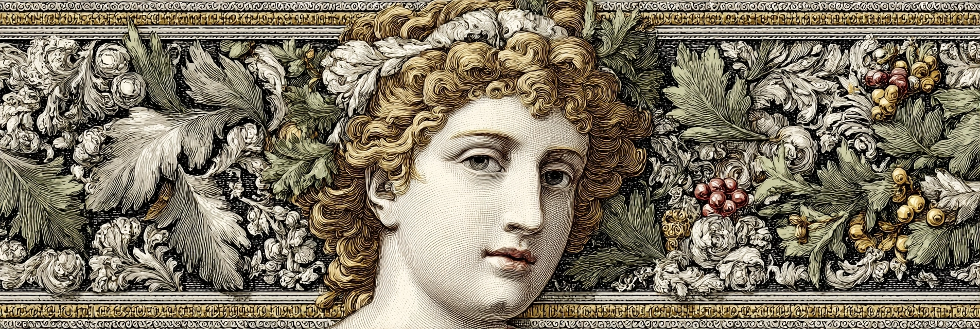Ornate Decorative Design Mit Menschen Gestalt Umgeben Von Floralen Motiven | Klassisch | Einrichtungsstile