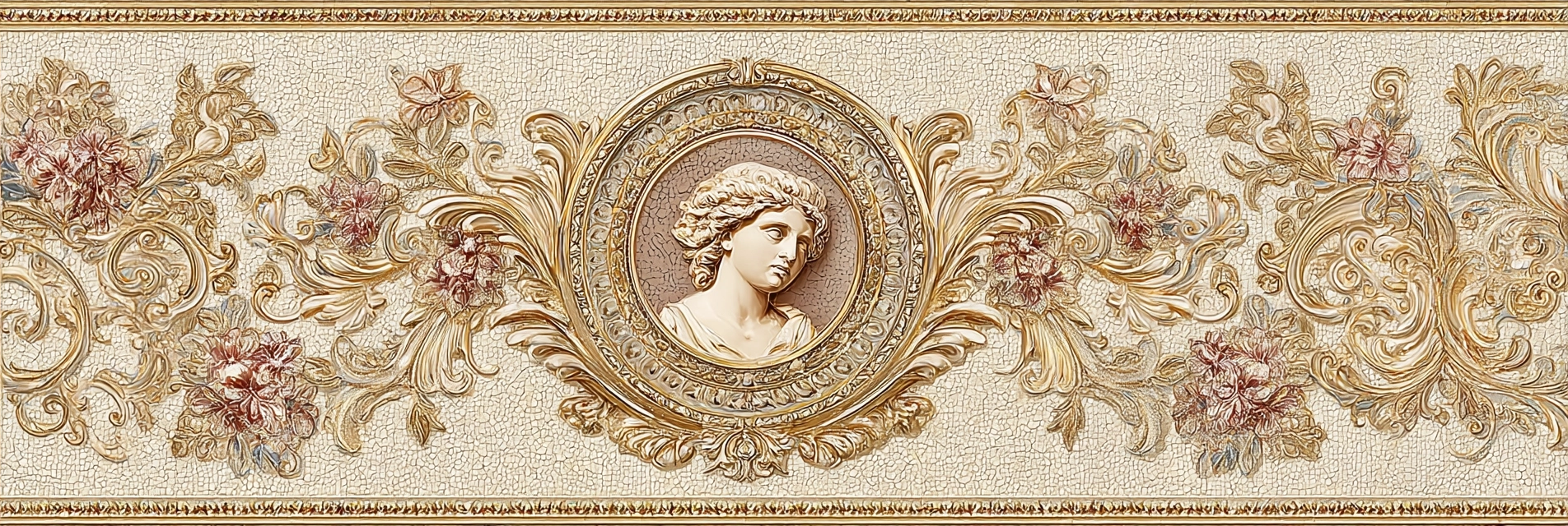 Ornate Dekoratives Design Florale Motive Medaillon Frauengesicht Vintage Barock | Klassisch | Einrichtungsstile