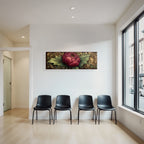 Peonie Roter Bluetenblatt Mit Gruenen Blaettern Kunstwerk Vintage Stil
