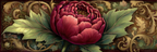 Peonie Roter Bluetenblatt Mit Gruenen Blaettern Kunstwerk Vintage Stil | Klassisch | Einrichtungsstile