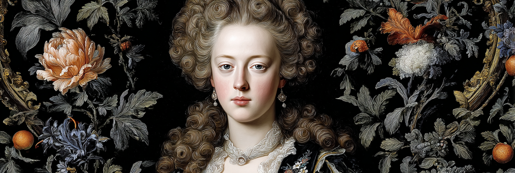 Portrait Der Frau Umgeben Von Blumen Und Blaettern Stilisiert | Klassisch | Einrichtungsstile