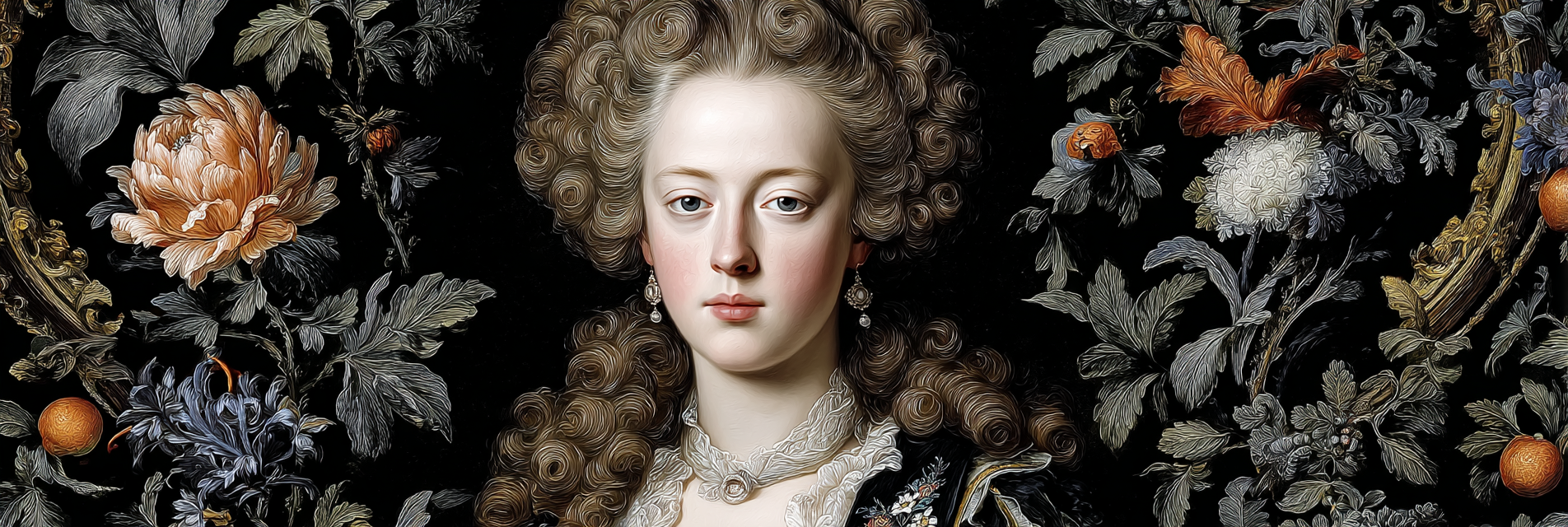 Portrait Der Frau Umgeben Von Blumen Und Blaettern Stilisiert | Klassisch | Einrichtungsstile