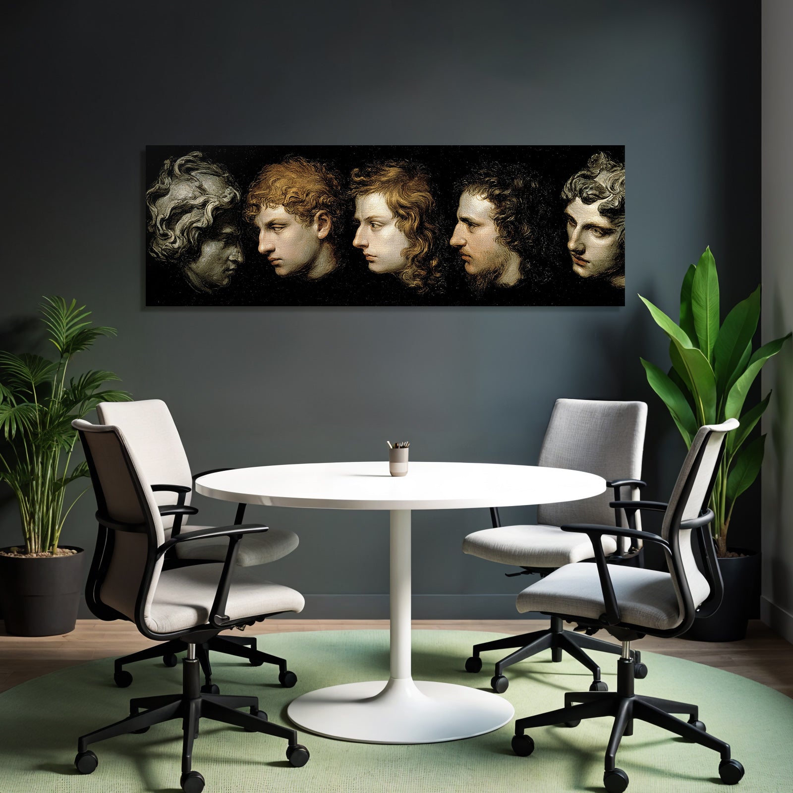 Profil Portraets Von Menschenkoepfen Mit Varierenden Hairstilen Und Texturen