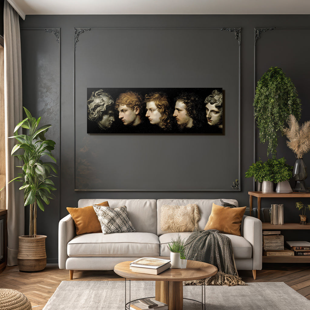 Profil Portraets Von Menschenkoepfen Mit Varierenden Hairstilen Und Texturen