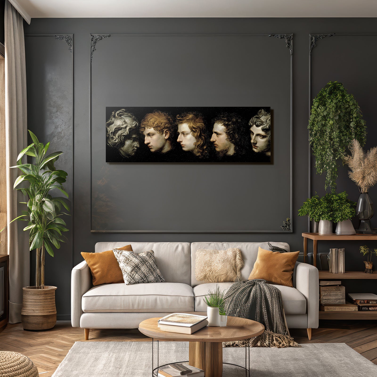 Profil Portraets Von Menschenkoepfen Mit Varierenden Hairstilen Und Texturen