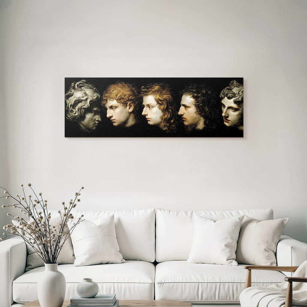 Profil Portraets Von Menschenkoepfen Mit Varierenden Hairstilen Und Texturen