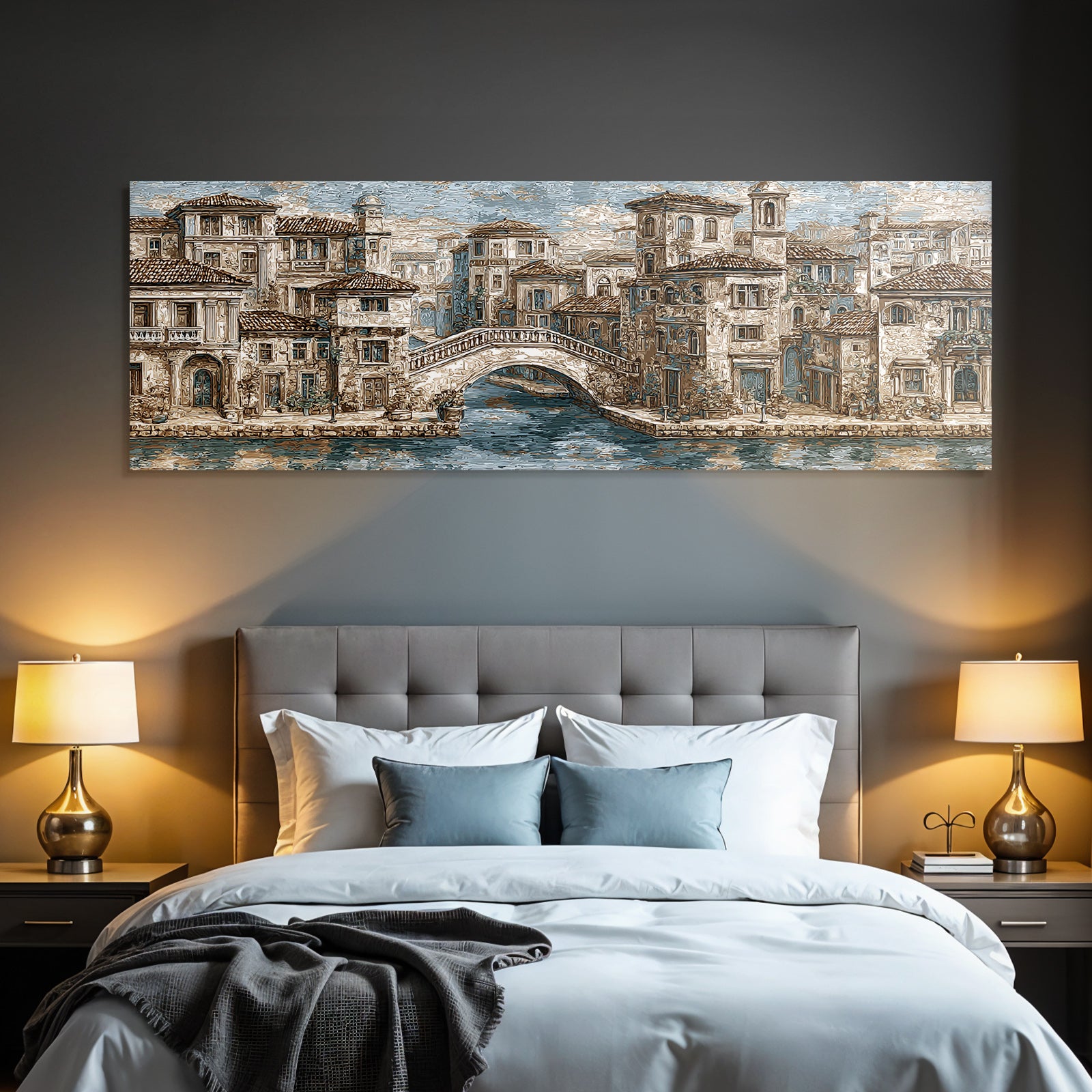 Quaint Waterfront Scene Ornate Buildings Bridge Tranquility Deutsche Stadt