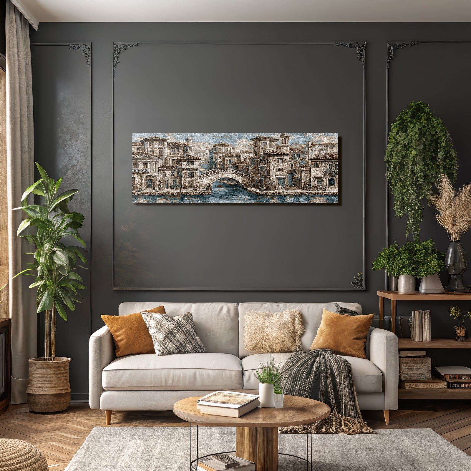 Quaint Waterfront Scene Ornate Buildings Bridge Tranquility Deutsche Stadt