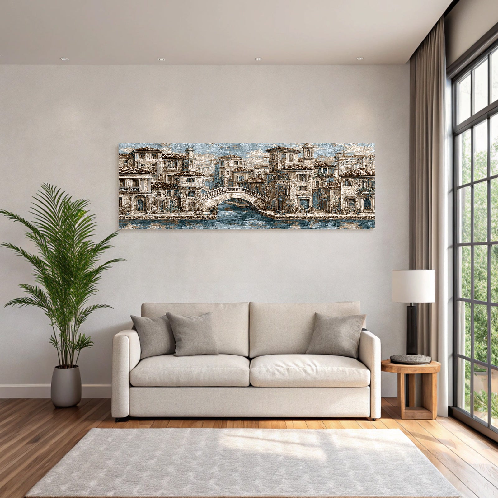 Quaint Waterfront Scene Ornate Buildings Bridge Tranquility Deutsche Stadt