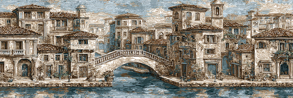 Quaint Waterfront Scene Ornate Buildings Bridge Tranquility Deutsche Stadt | Klassisch | Einrichtungsstile