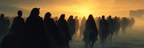Reiter Innen Im Nebel Unter Dem Sonnenuntergang | Klassisch | Einrichtungsstile