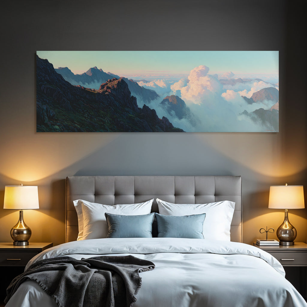 Rugged Mountains Umgeben Von Wolken Mit Drama Und Himmelshueften